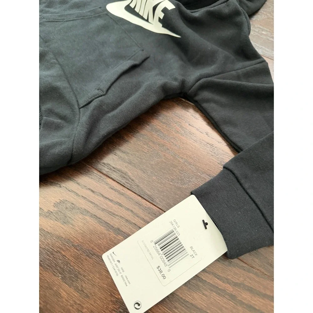 Nike Girls Black Futura Logo Pullover Hoodie Sweatshirt 2T 25K136-023 NWT